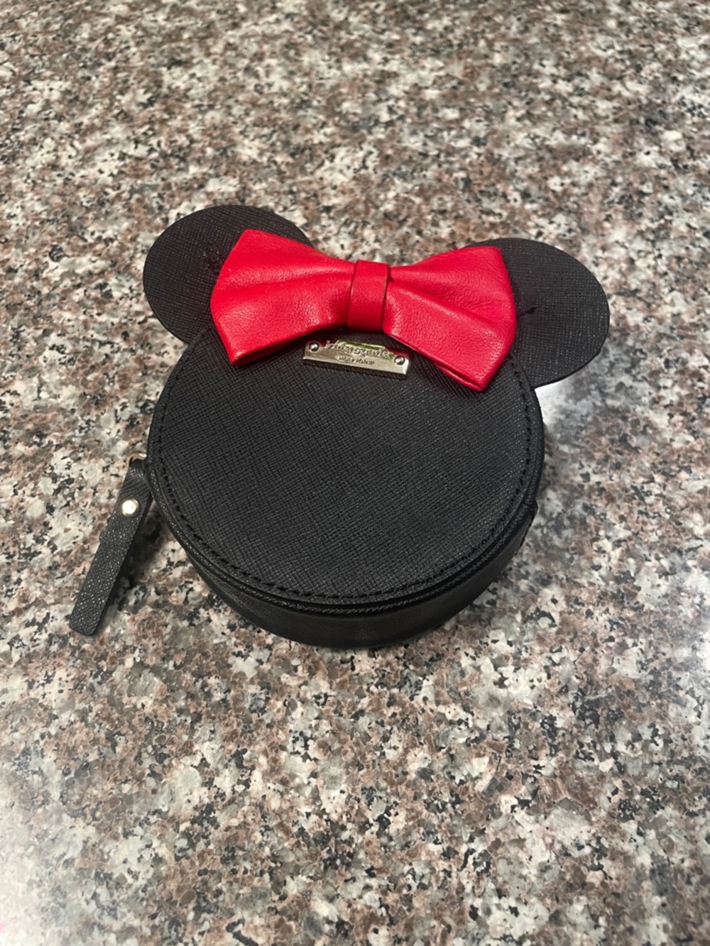 kate spade ♠️ Black Coin Purse with Red Bow and Ear Silhouettes
